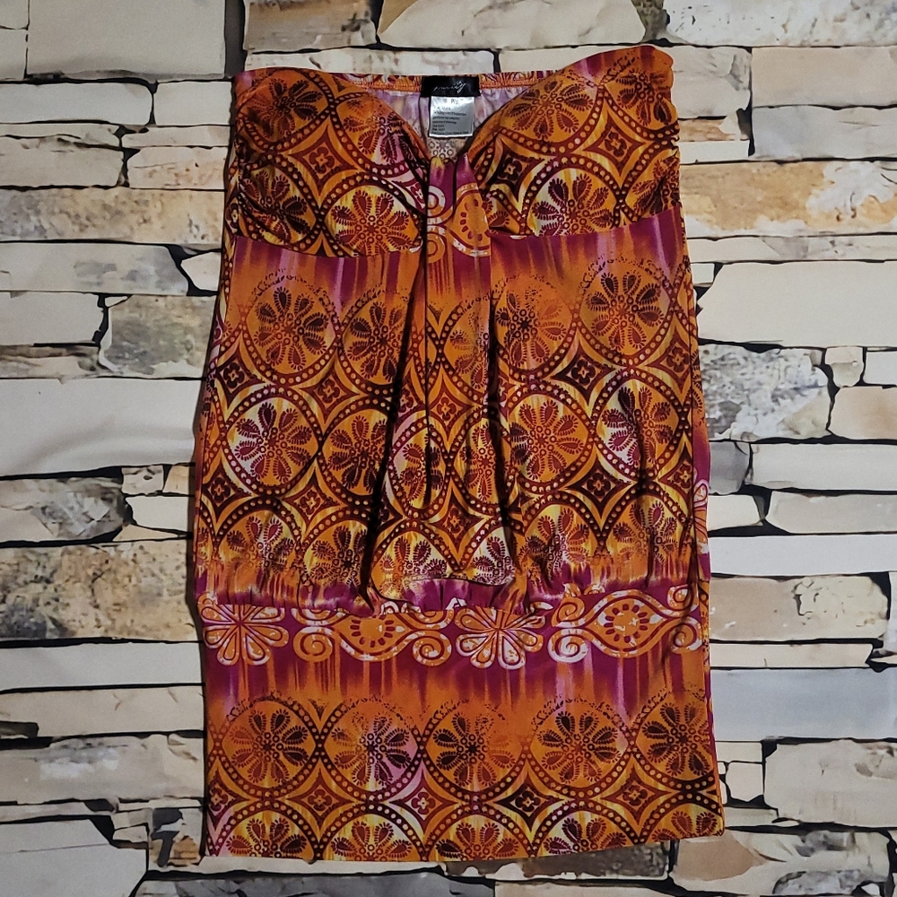 S | Strapless Ruched/Padded Boho Top